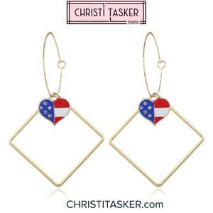 Heart Patriotic Earrings | American Flag Earrings